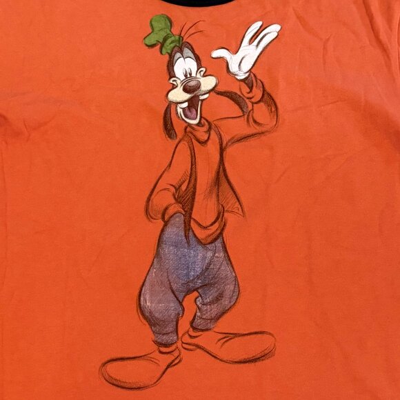 Disney Store Studio Collection Goofy Ringer T-Shirt Cotton Orange Men's XL - Picture 2 of 4
